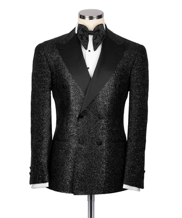 Black Satin Collar Glitter Classic Tuxedo