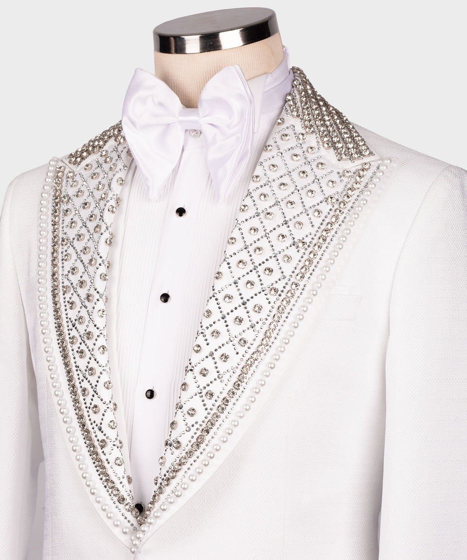 Dio Baby Lonian Men's White Custom Desing Classic Vest Suit W/ Bowtie