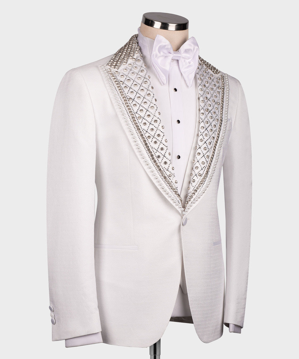 Dio Baby Lonian Men's White Custom Desing Classic Vest Suit W/ Bowtie