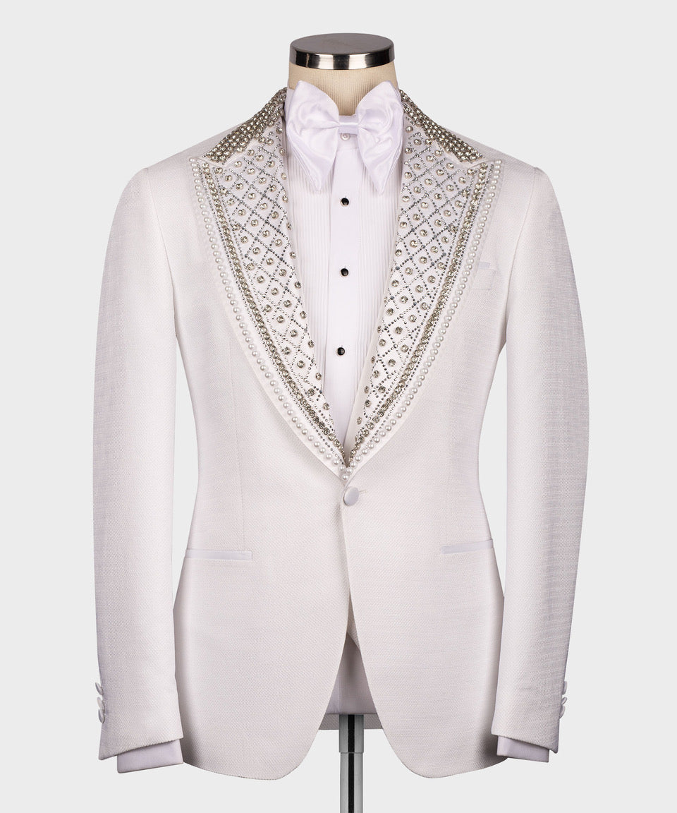 Dio Baby Lonian Men's White Custom Desing Classic Vest Suit W/ Bowtie