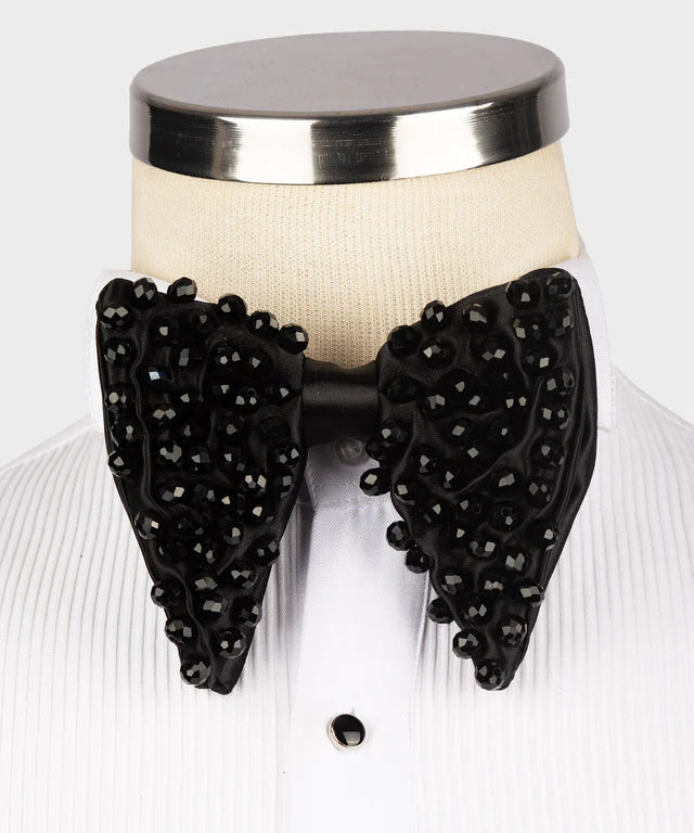 BLACK STONES EMBROIDERED BOWTIE