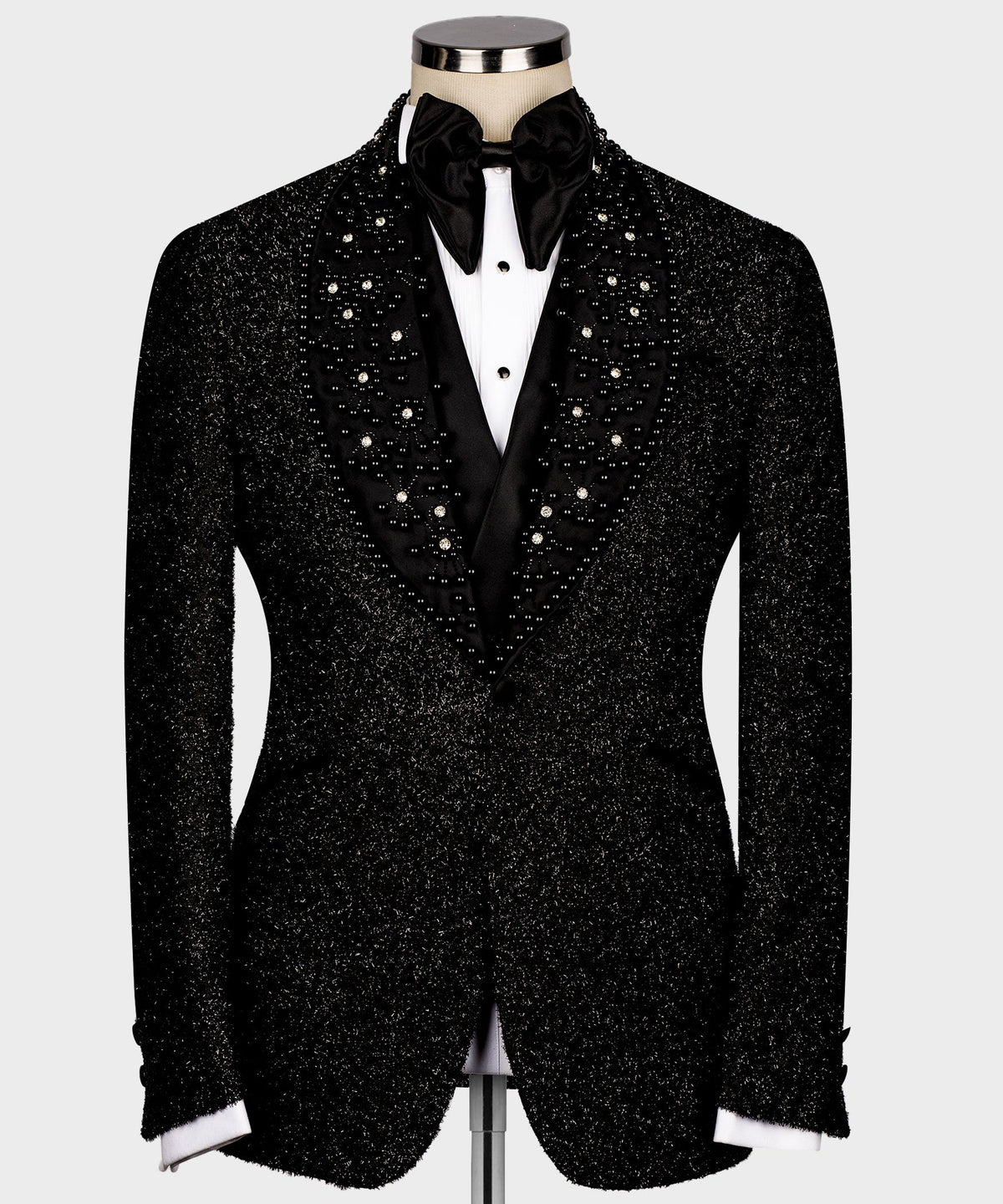 Dio Baby Lonian Men's Black Custom Desing Glitter Tuxedo Vest Suit W/ Bowtie