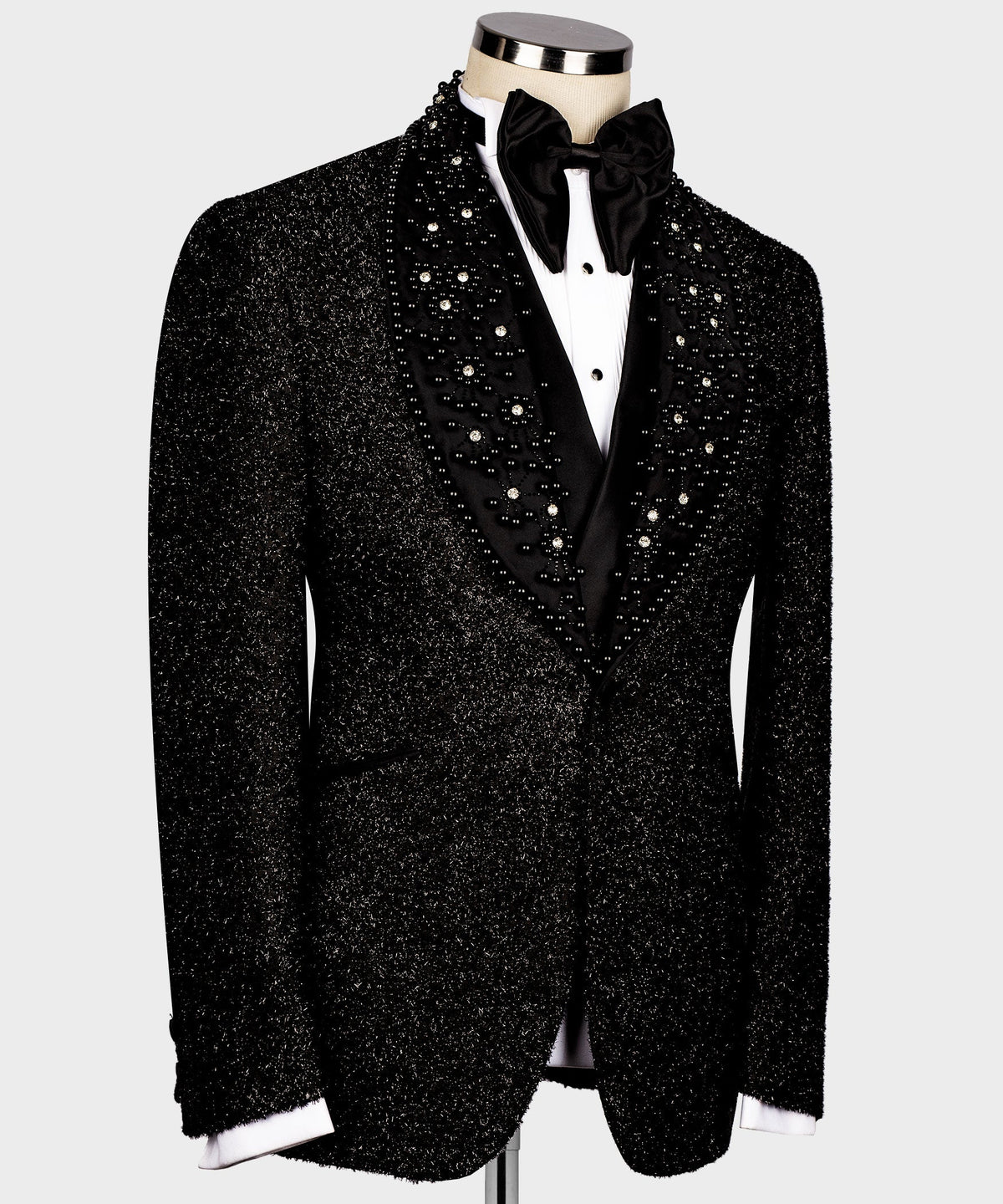 Dio Baby Lonian Men's Black Custom Desing Glitter Tuxedo Vest Suit W/ Bowtie