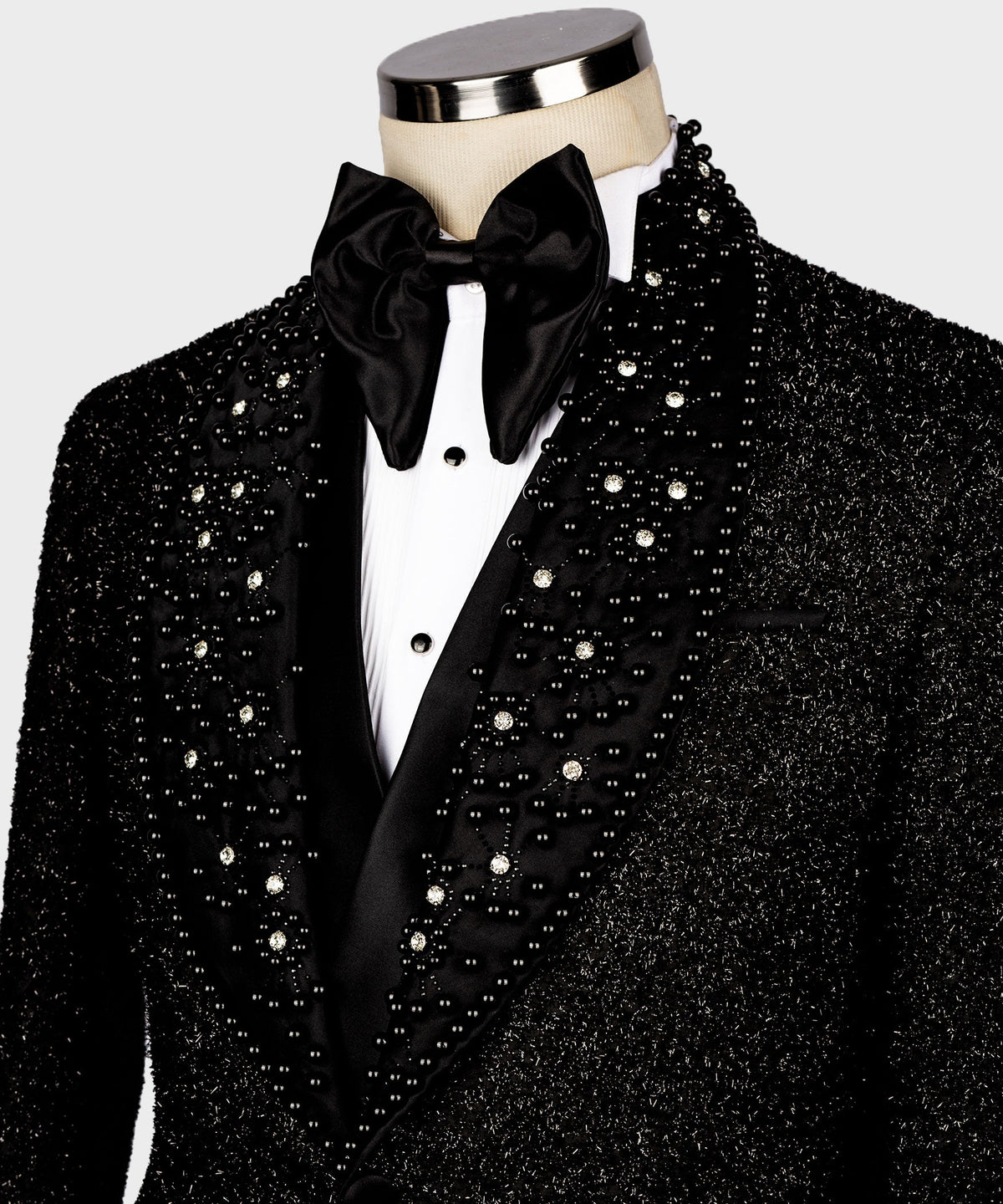 Dio Baby Lonian Men's Black Custom Desing Glitter Tuxedo Vest Suit W/ Bowtie