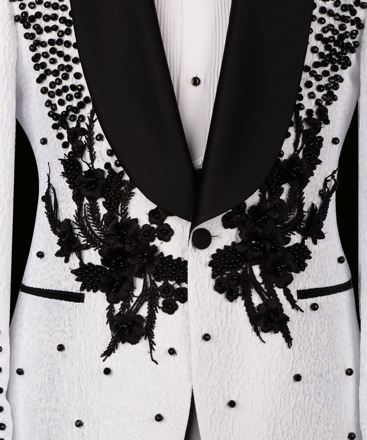 Dio Baby Lonian Men's Flower Embroidered White Custom Vest Suit & Pant