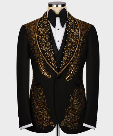 ROYAL STYLE GOLD STONE EMBROIDERED TUXEDO