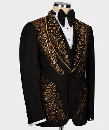 ROYAL STYLE GOLD STONE EMBROIDERED TUXEDO