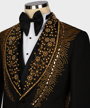 ROYAL STYLE GOLD STONE EMBROIDERED TUXEDO