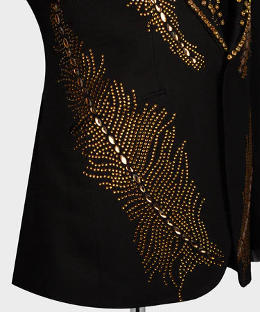 ROYAL STYLE GOLD STONE EMBROIDERED TUXEDO