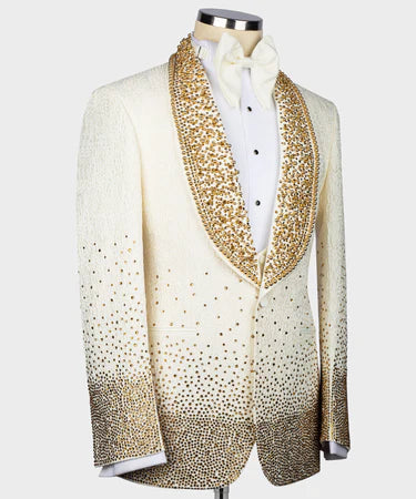 GOLD STONE EMBROIDERED CUSTOM DESIGN TUXEDO