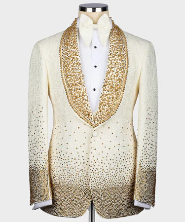 GOLD STONE EMBROIDERED CUSTOM DESIGN TUXEDO