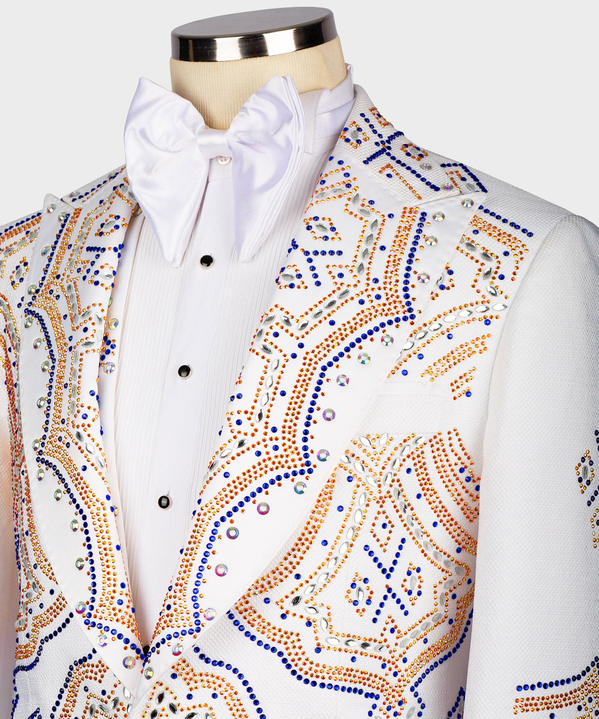 Dio Baby Lonian Men's White Front One Button Oriental Pattern Tuxedo Custom Desing Vest Suit