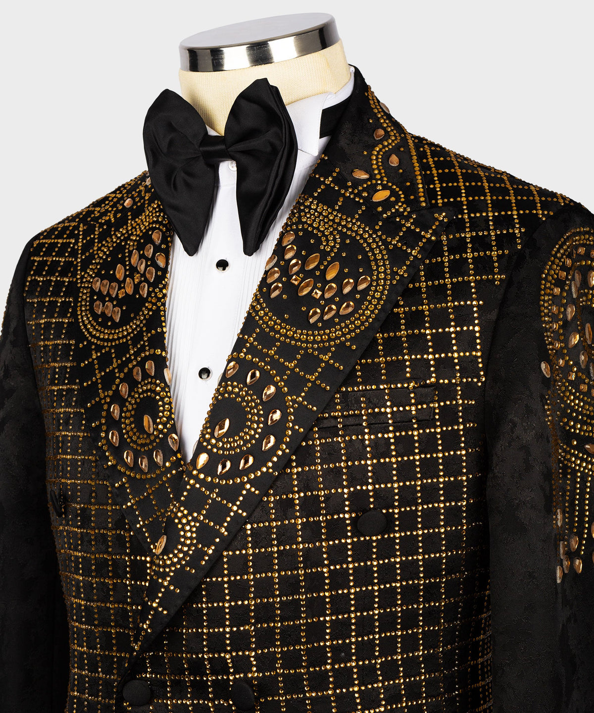 Dio Baby Lonian Men's Black Gold Authentic Embroidered Detail Tuxedo Custom Desing Vest Suit