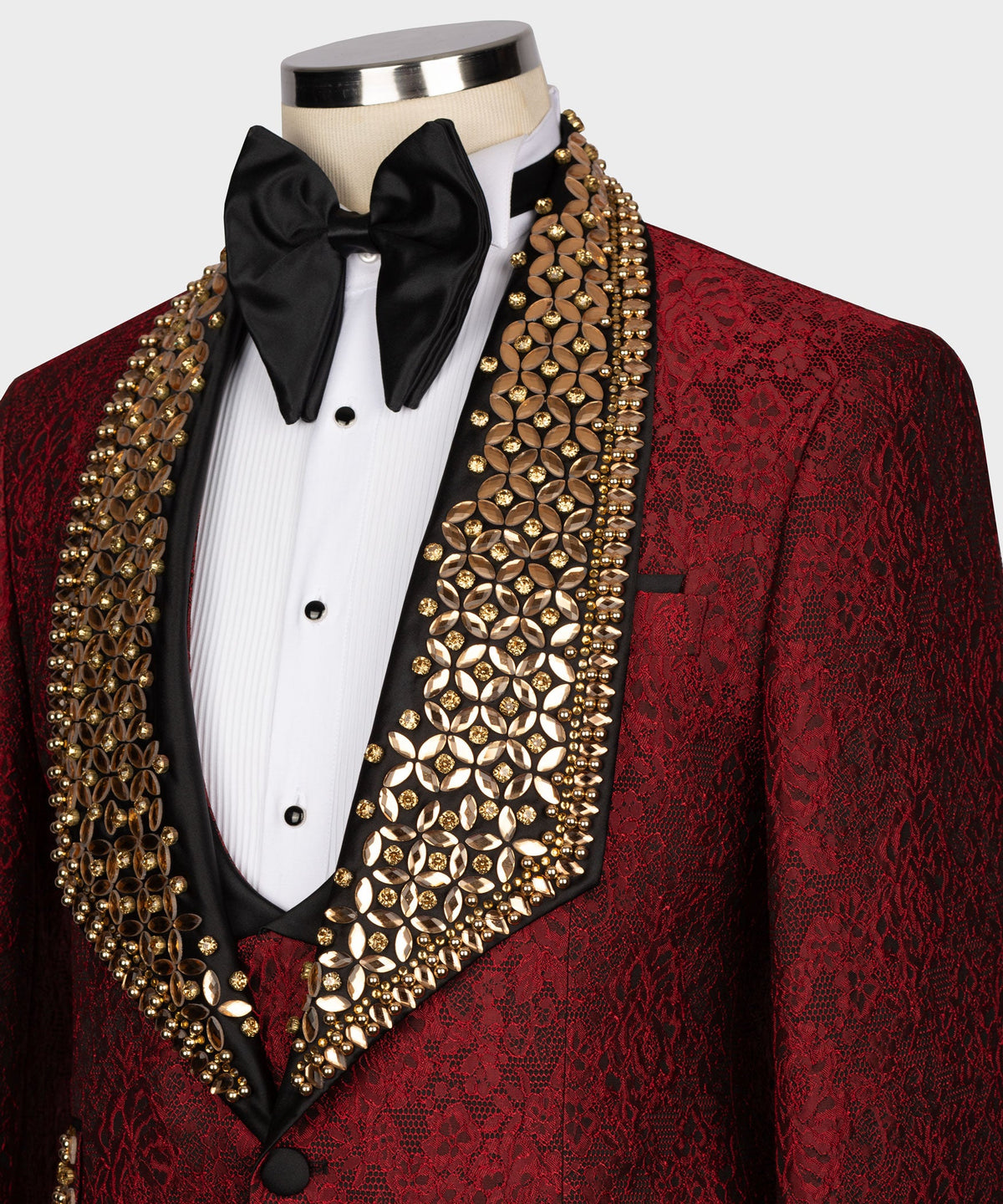 Dio Baby Lonian Men's Gold Gem Stone Red Laleped Special Tuxedo Custom Desing Vest Suit