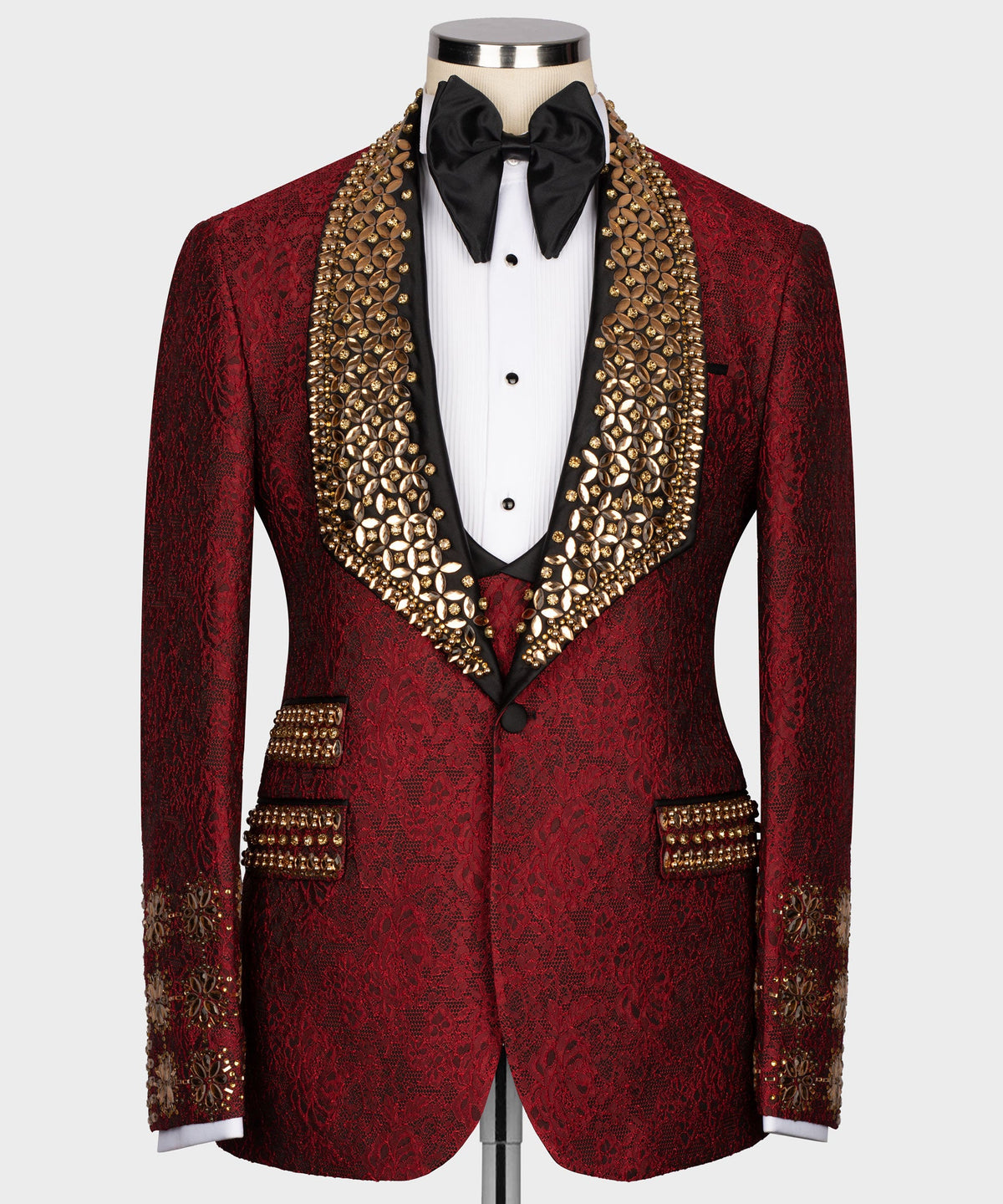 Dio Baby Lonian Men's Gold Gem Stone Red Laleped Special Tuxedo Custom Desing Vest Suit