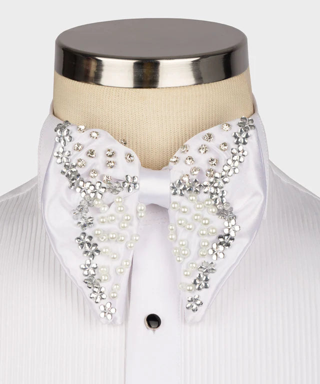 SILVER WHITE CUSTOM BOWTIE