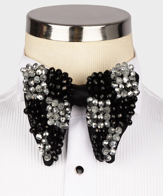 SILVER BLACK CUSTOM BOWTIE