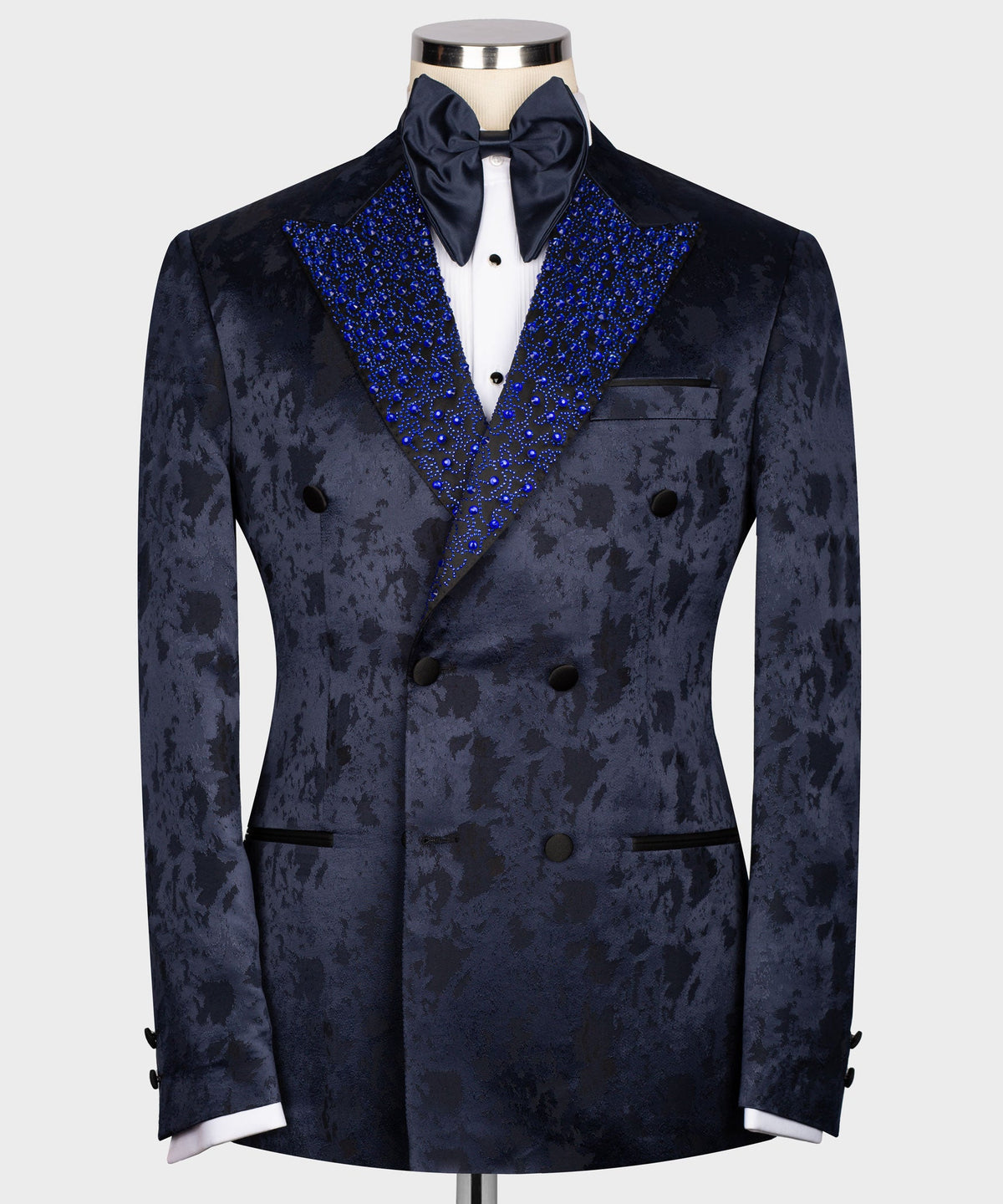 Dio Baby Lonian Men's Blue Gemstone Embriored Tuxedo Custom Desing Vest Suit W/ Trousers