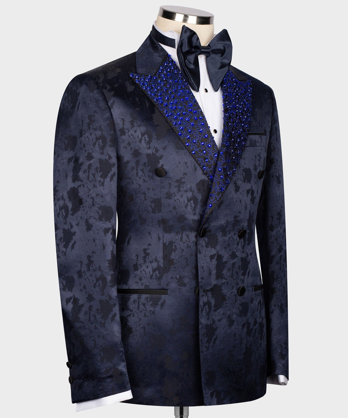 Dio Baby Lonian Men's Blue Gemstone Embriored Tuxedo Custom Desing Vest Suit W/ Trousers