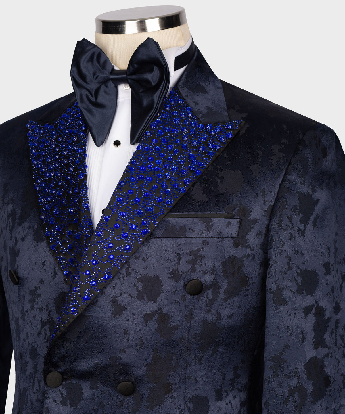 Dio Baby Lonian Men's Blue Gemstone Embriored Tuxedo Custom Desing Vest Suit W/ Trousers