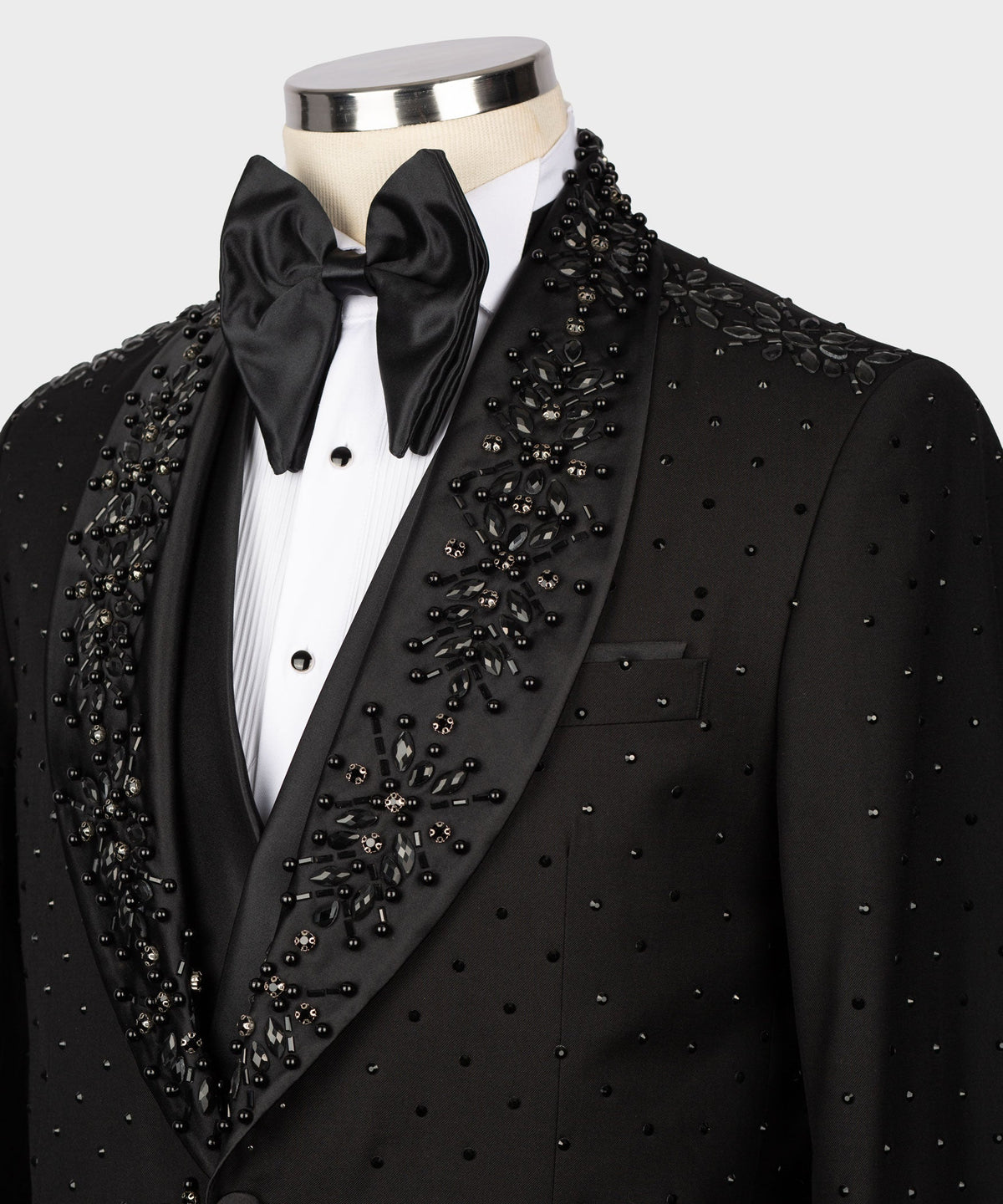 Dio Baby Lonian Men's Black Handmade Custom Desing Tuxedo Silk & Wool Vest Suit