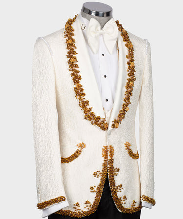 Gold Crystal Jewelried Cream Special Tuxedo