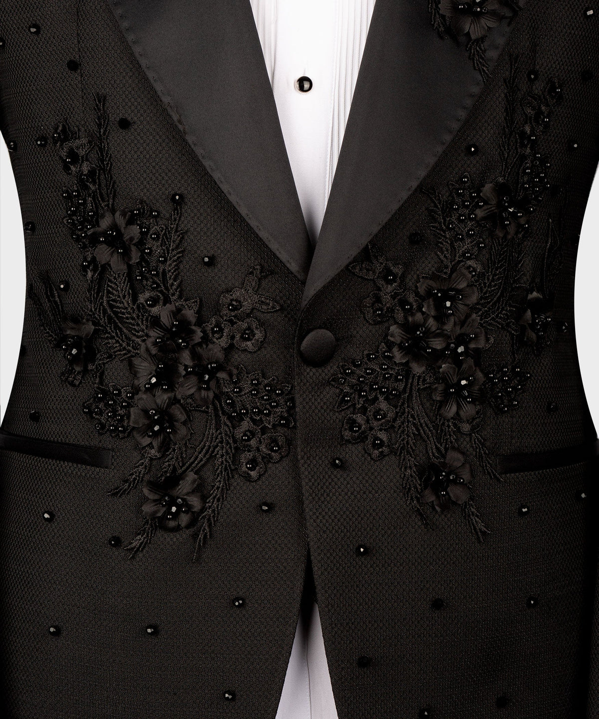 Dio Baby Lonian Men'sBlackFlower Patterned Tuxedo Custom Design Classic Vest Suit W/ Pant