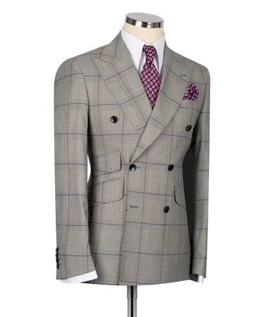 Double Breasted Gray Men'S Suit