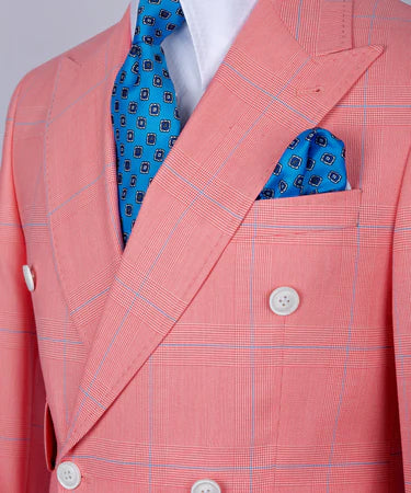 Double Breasted Pink Men'S Suit