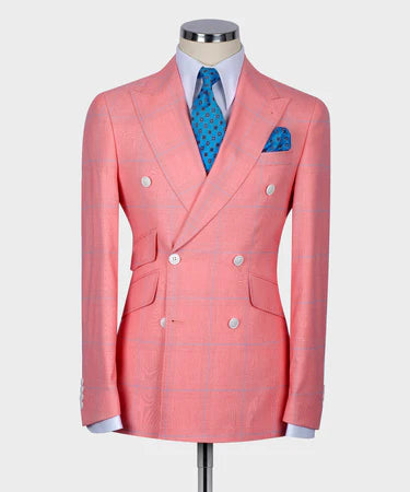 Double Breasted Pink Men'S Suit