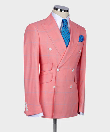 Double Breasted Pink Men'S Suit