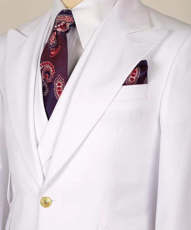 White Big Size Suit With Classic Vest