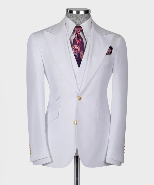 White Big Size Suit With Classic Vest