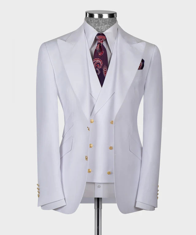 White Big Size Suit With Classic Vest