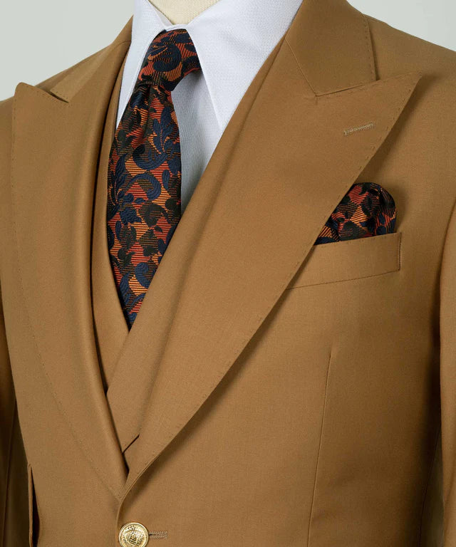 Camel Big Size Suit With Classic Vest