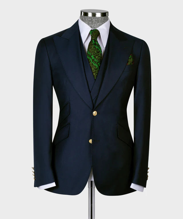 Dark Blue Big Size Suit With Classic Vest