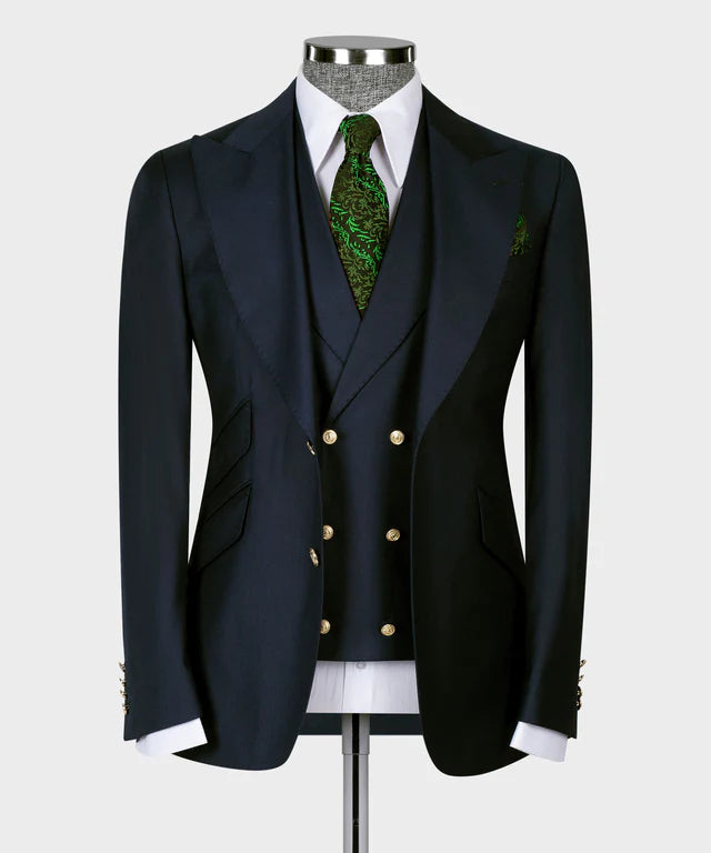 Dark Blue Big Size Suit With Classic Vest