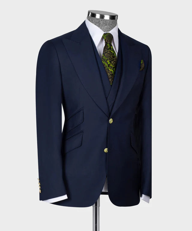 Dark Blue Big Size Suit With Classic Vest