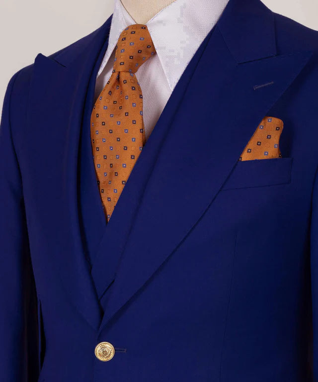 Blue Big Size Suit With Classic Vest