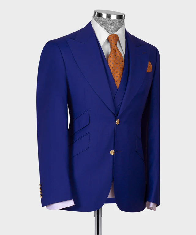 Blue Big Size Suit With Classic Vest