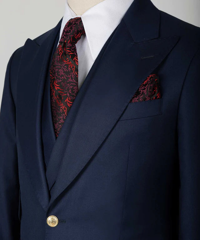 Navy Blue Big Size Suit With Classic Vest