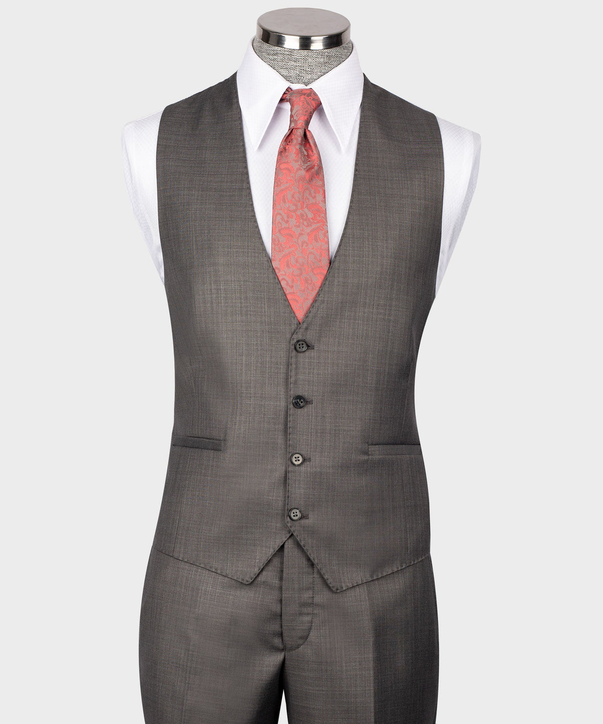 Dio Baby Lonian Men's Gray 100% Wool Dot Seam Triple Classic Suit W/ Straight Leg Trousers