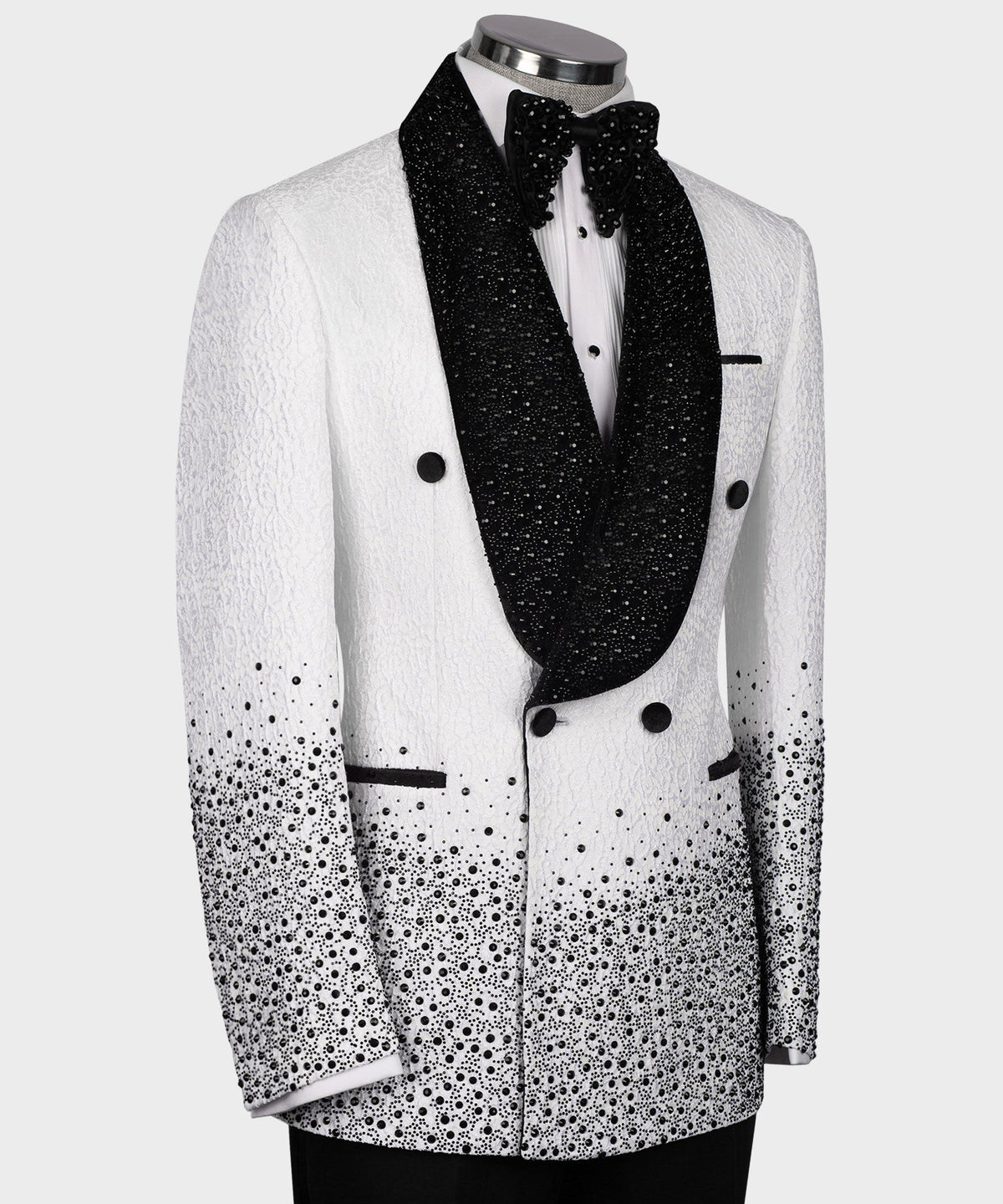 Dio Baby Lonian Men's White Tuxedo With Black Stone Embroidered Custom Desing Vest Suit