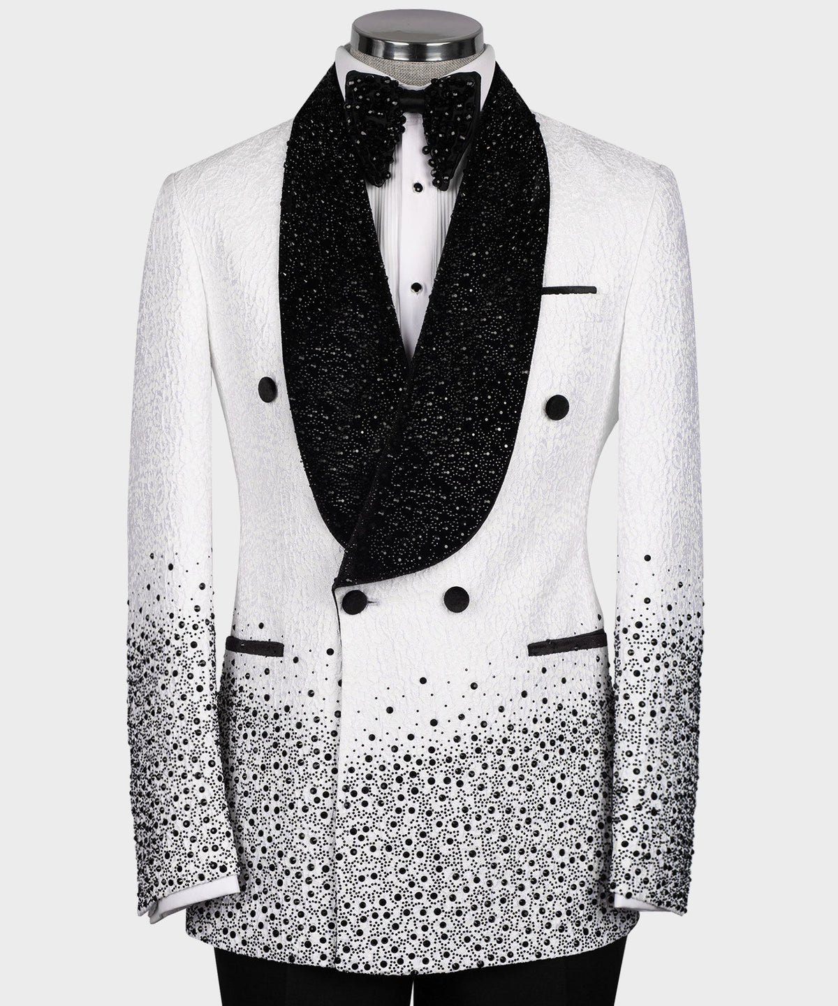 Dio Baby Lonian Men's White Tuxedo With Black Stone Embroidered Custom Desing Vest Suit