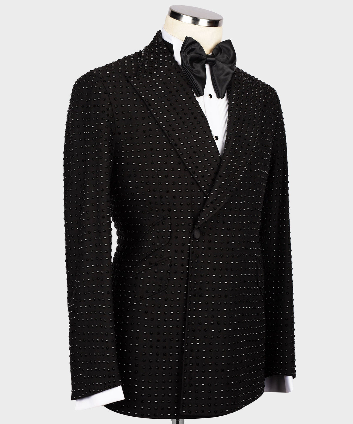 Dio Baby Lonian Men's Black Stone Embroidered Tuxedo Custom Desing Vest Suit