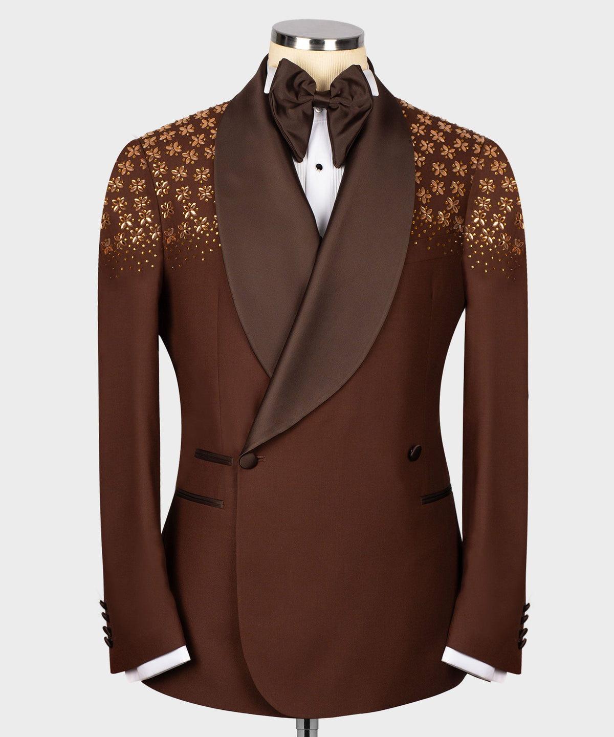 Dio Baby Lonian Men's Special Brown Tuxedo With Stone Custom Desing Vest Suit