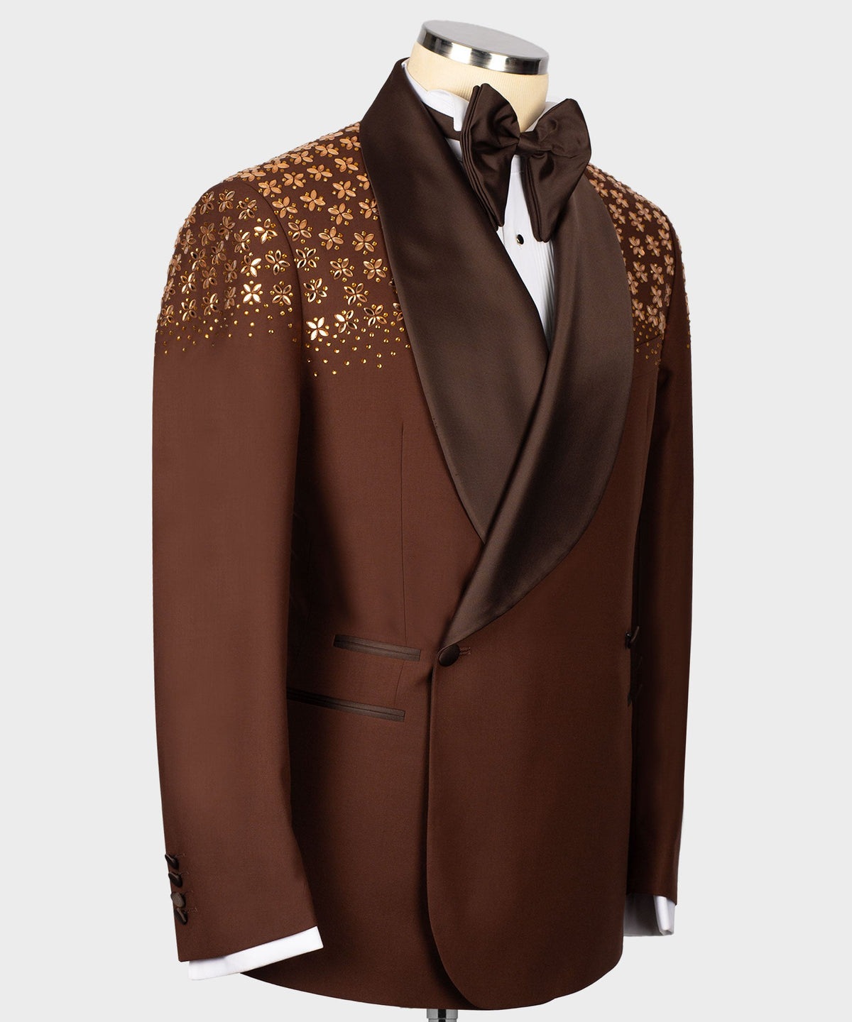 Dio Baby Lonian Men's Special Brown Tuxedo With Stone Custom Desing Vest Suit