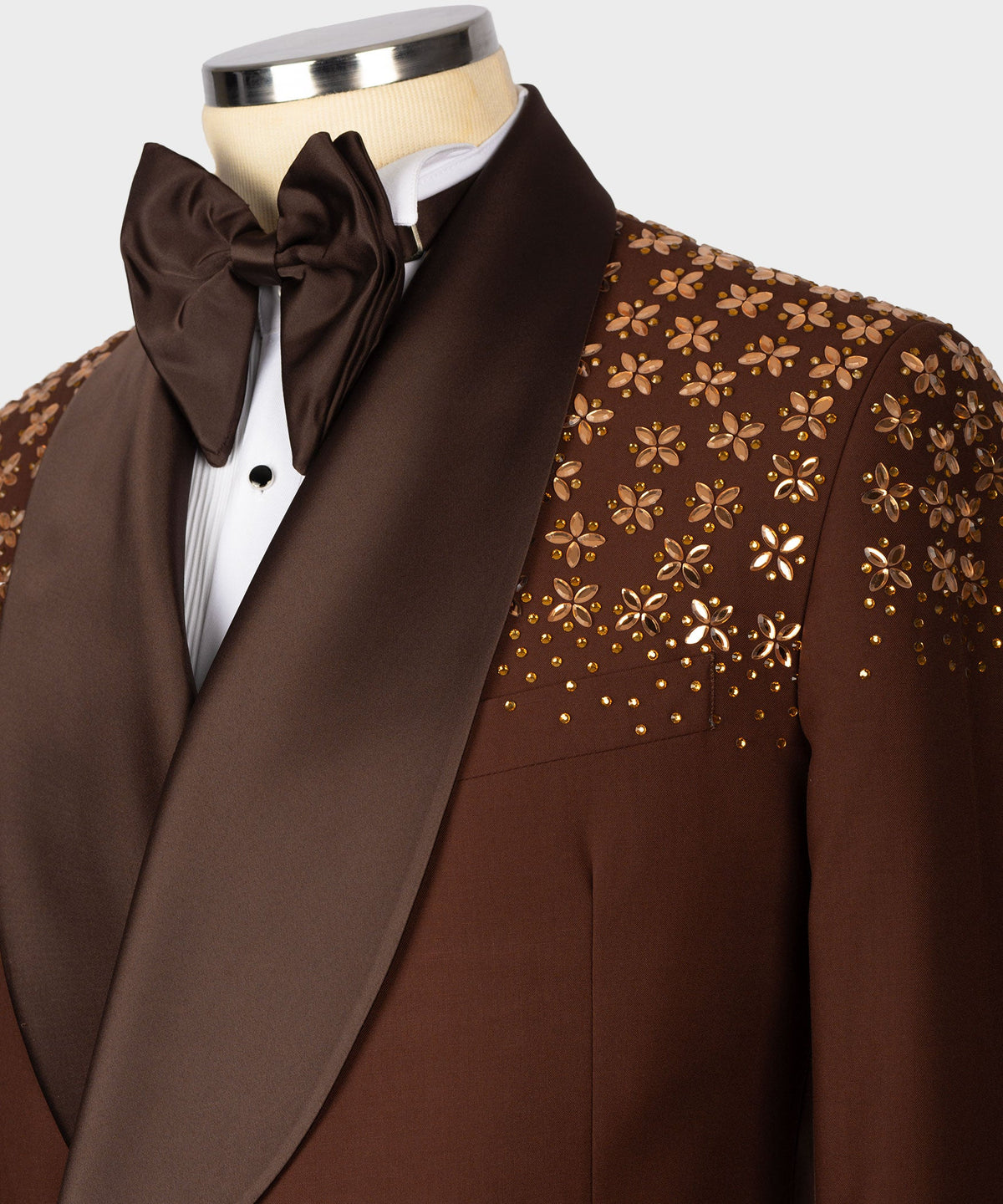 Dio Baby Lonian Men's Special Brown Tuxedo With Stone Custom Desing Vest Suit