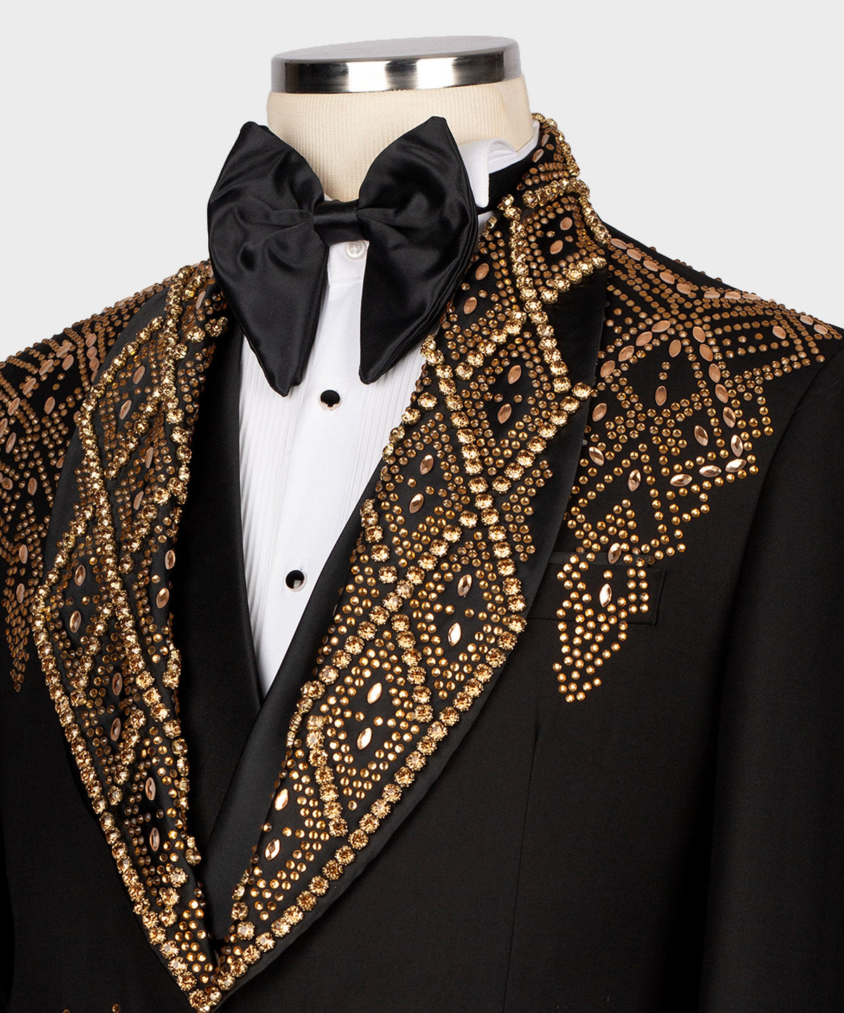 Dio Baby Lonian Men's Black-Gold Stone Embroidered Custom Desing Tuxedo Vest Suit