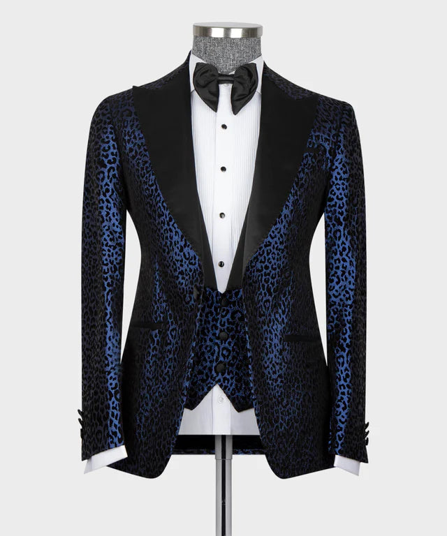 Leopard Print Tuxedo Blue-Black